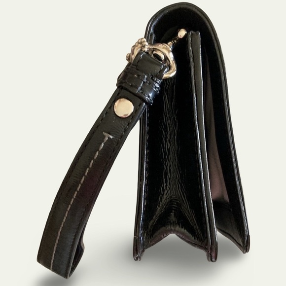 Coach Y2K Bleecker XL Black Patent Leather Buckle Wristlet Wallet Clutch - Picture 10 of 13
